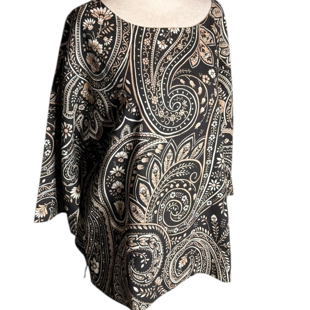 Soft Surroundings Black and Cream Paisley Blouse - Picture 6 of 16